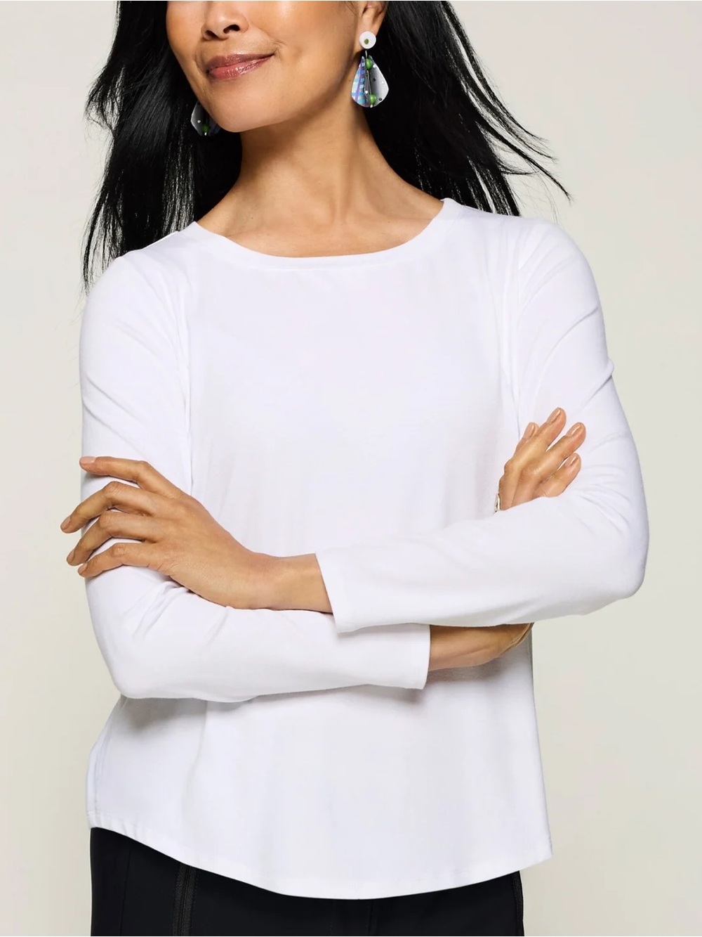 Lisa Bayne Julia Long Sleeve Tee in White